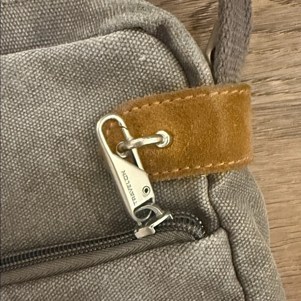 Travelon Anti theft Gray and Tan Messenger Bag